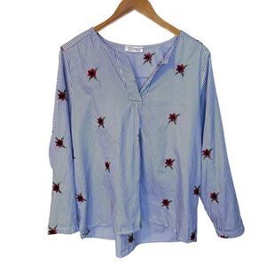 Striped Split Neck Top Made in Italy
